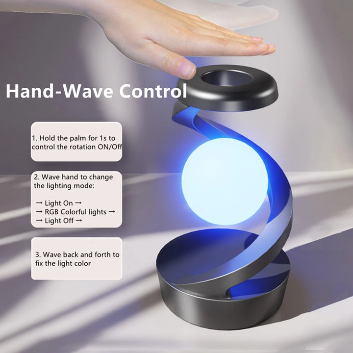 Creative Table Lamp, Rotating Floating lamp, 2-in-1 Wireless Charger & LED Night Light