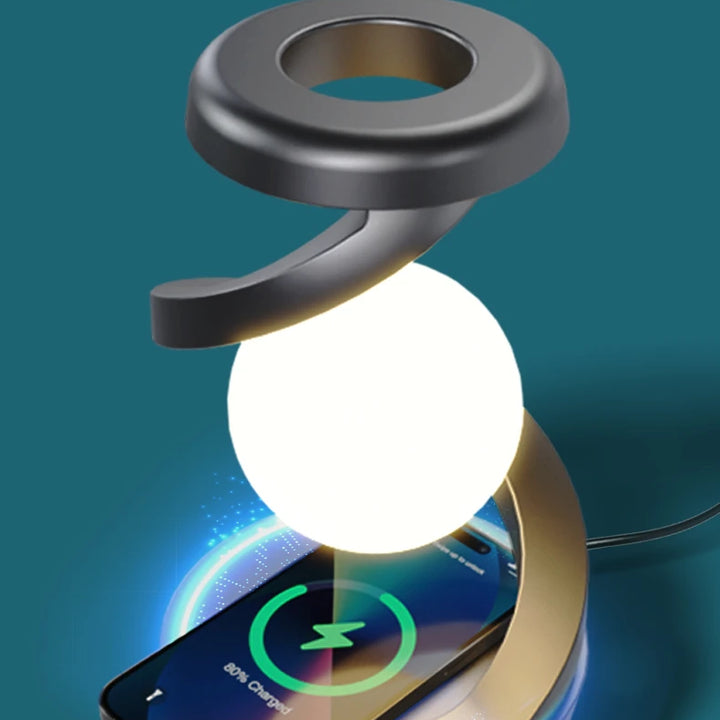 Creative Table Lamp, Rotating Floating lamp, 2-in-1 Wireless Charger & LED Night Light