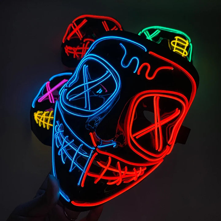 Wireless Halloween Neon LED Mask  |   Party Masks Light Grow in the Dark Horror Mask Glowing Masker