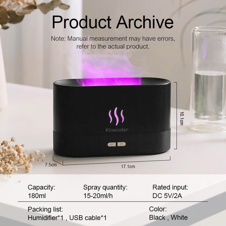 Coloured Flame Humidifier & Essential Oil Aroma Diffuser