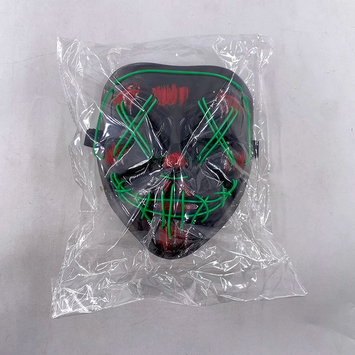 Wireless Halloween Neon LED Mask  |   Party Masks Light Grow in the Dark Horror Mask Glowing Masker