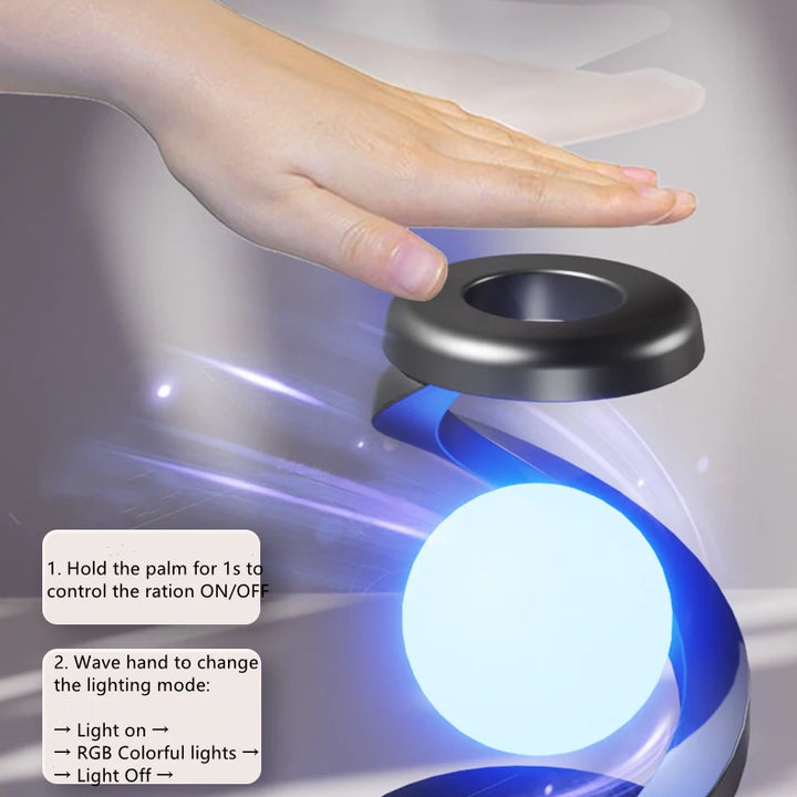 Creative Table Lamp, Rotating Floating lamp, 2-in-1 Wireless Charger & LED Night Light